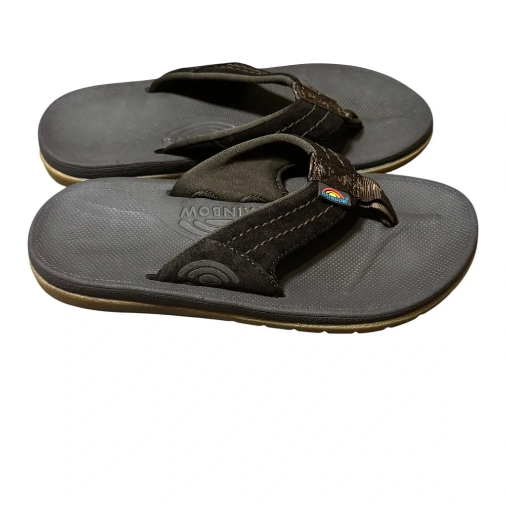 Rainbow East Cape Brown Men's Flip Flops Sandals Size 7 Excellent Condition